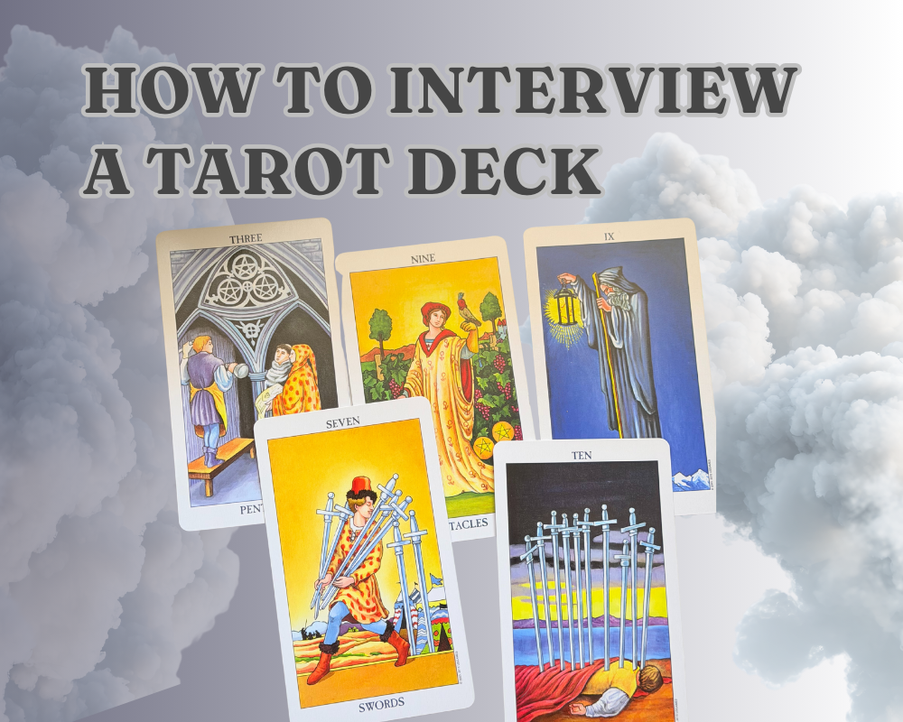 Tarot deck cards surrounded by smoke clouds