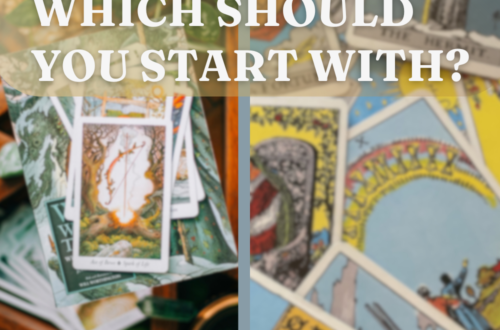 Two blurred images of tarot cards