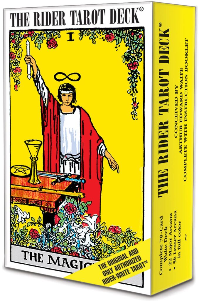 Rider-Waite traditional tarot deck with The Magician on the front of the box